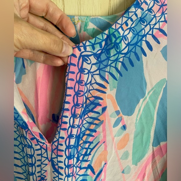 Lilly Pulitzer Amelia Island Tunic ~ Out to sea Silk Tunic Sz Small - Picture 3 of 8